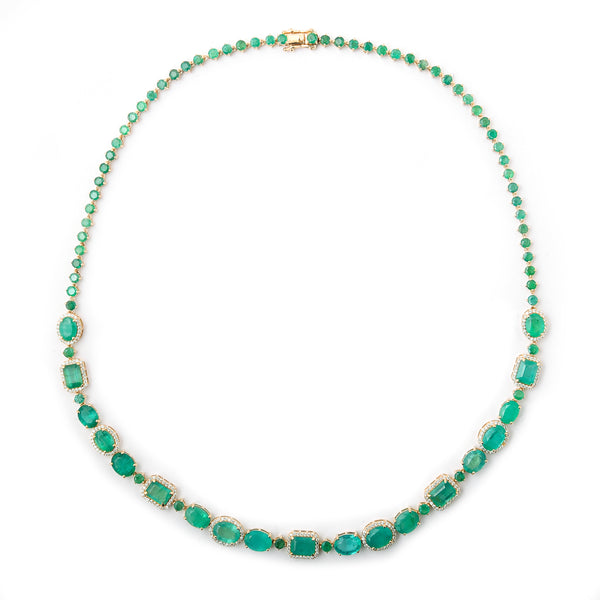 28.78 Ct Natural Emerald 14K Gold Necklace