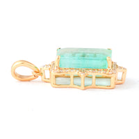 4.51 Ct Octagon Step Cut Natural Emerald 14K Gold Pendant