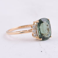 3.24 Ct Cushion Natural Apatite 14K Gold Ring