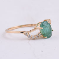 1.50 Ct Oval Natural Emerald 14K Gold Ring
