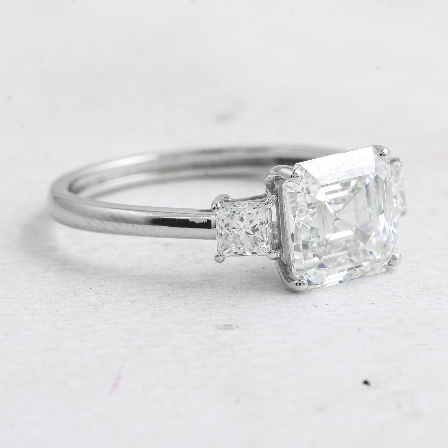 2.80 Ct Asscher Lab Grown Diamond 950 Platinum Ring