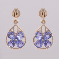 2.27 Ct Pear Natural Tanzanite 14K Gold Earrings