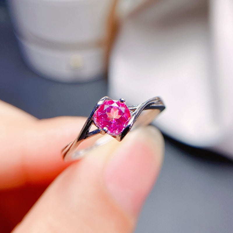 Pink Topaz 925 Sterling Silver Ring
