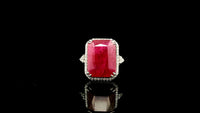 16.01 Ct Cut Cornered Rectangular Mixed Cut Natural Corundum Ruby 950 Platinum Ring
