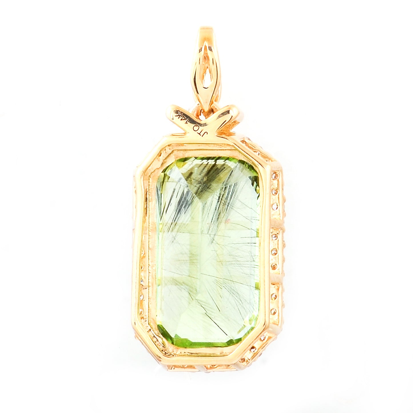 5.20 Ct Octagon Natural Eridot 14K Gold Pendant