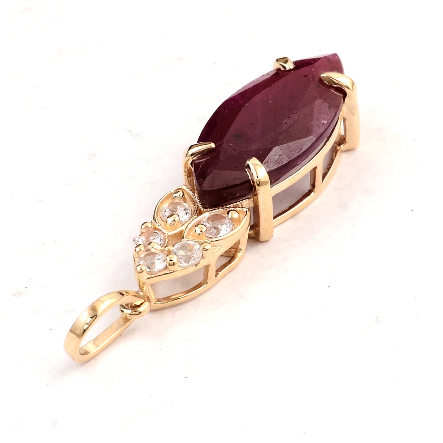 3.63 Ct Marquise Ruby 14K Gold Pendant