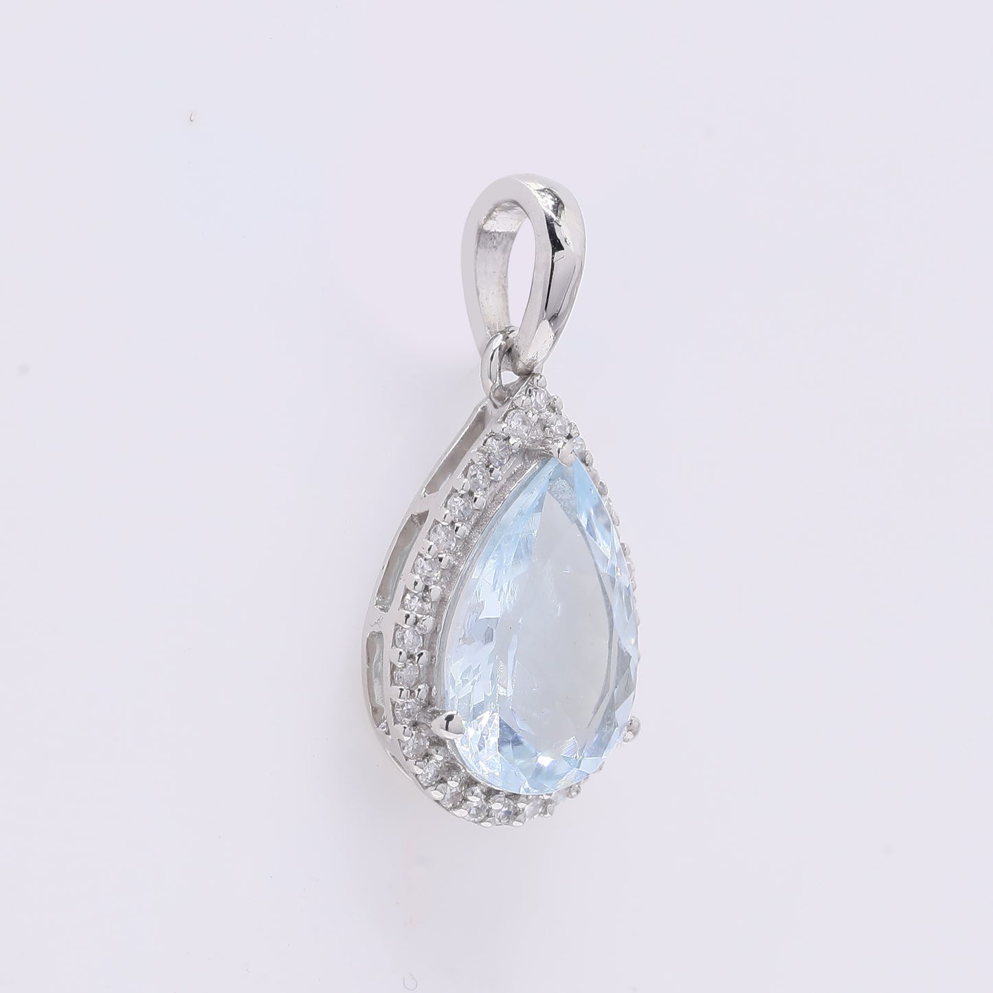 1.40 Ct Pear Mixed Cut Natural Aquamarine 950 Platinum Pendant