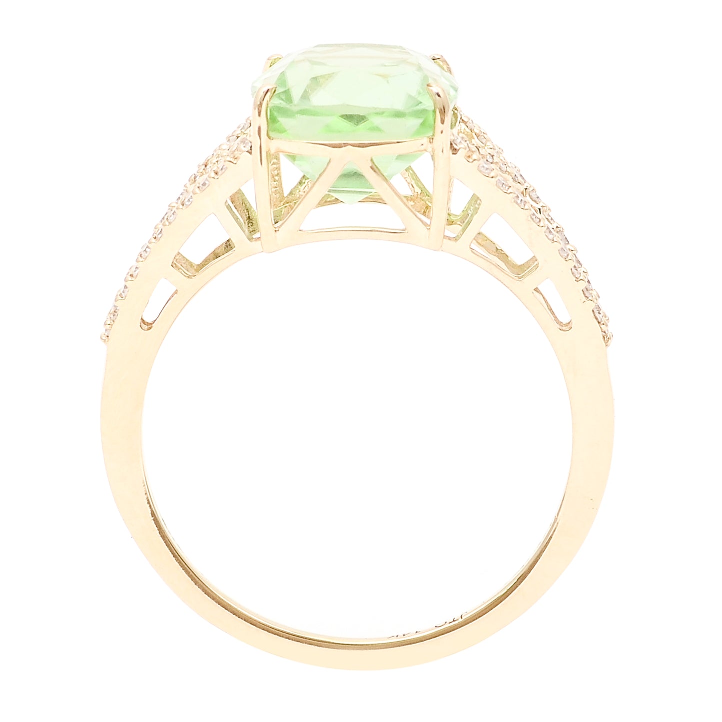 4.10 Ct Cushion Natural Eridot 14K Gold Ring