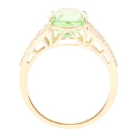 4.10 Ct Cushion Natural Eridot 14K Gold Ring