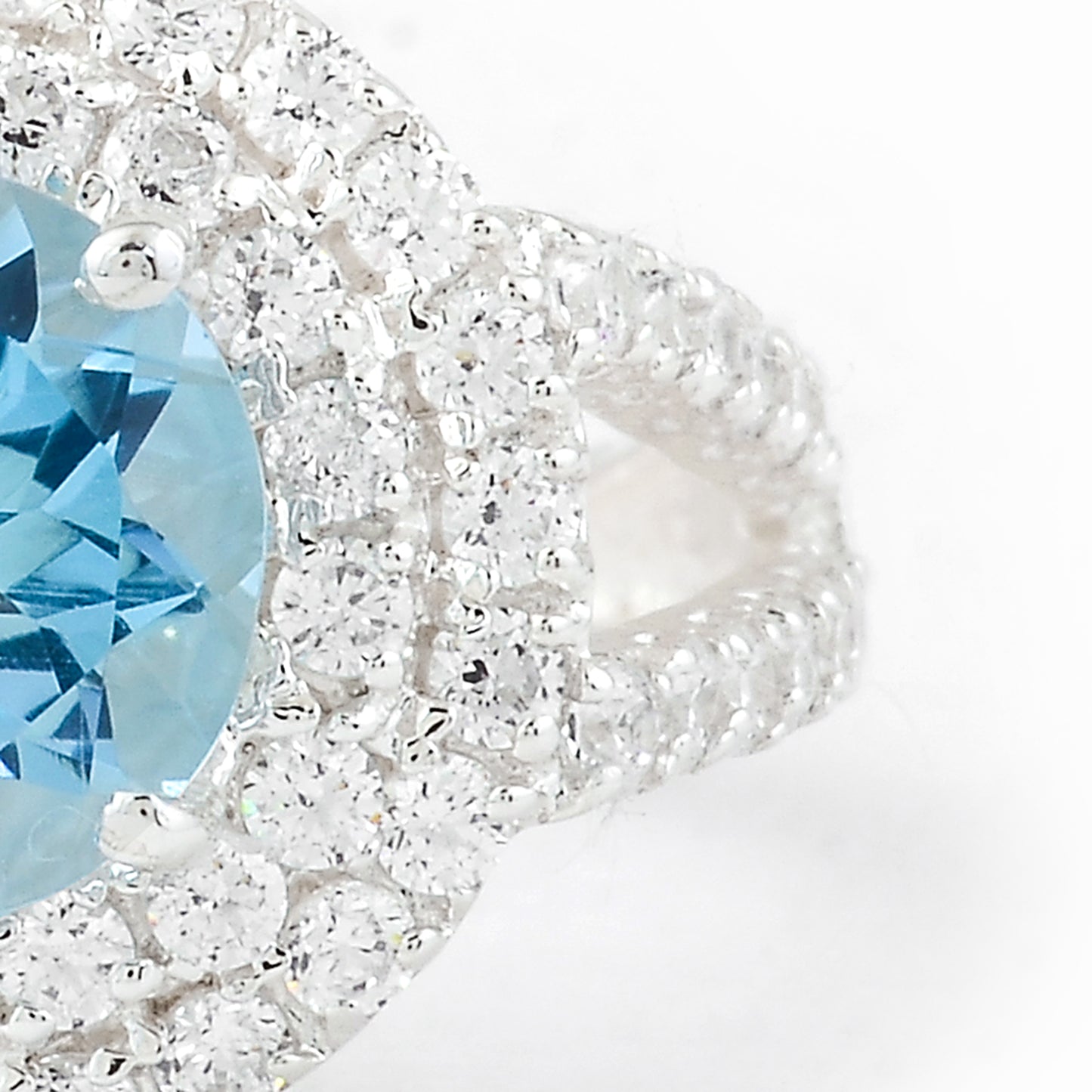 4.27 Ct Round Blue Topaz, Cubic Zirconia, 925 Sterling Silver Ring