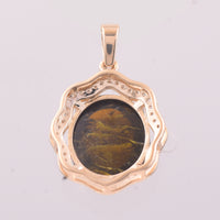 5.71 Ct Oval Cabochon Cut Natural Tourmaline 14K Gold Pendant