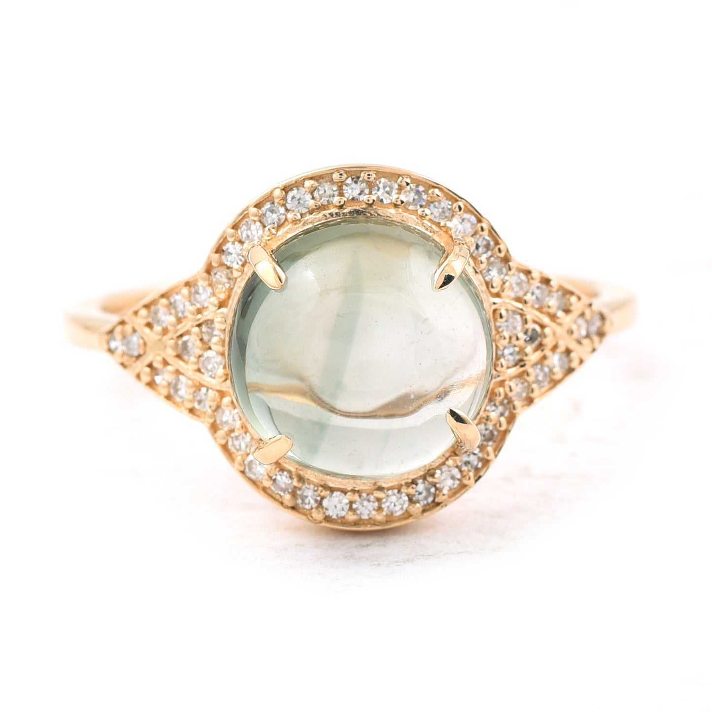 3.42 Ct Round Cabochon Cut Natural Tourmaline 14K Gold Ring