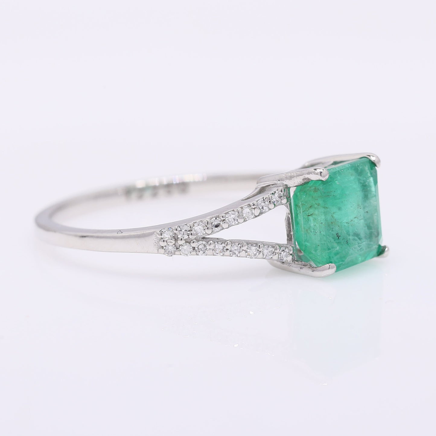 1.73 Ct Octagon Step Cut Natural Emerald 950 Platinum Ring