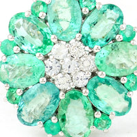 3.56 Ct Oval Mixed Cut, Round Mixed Cut Natural Emerald 950 Platinum Ring