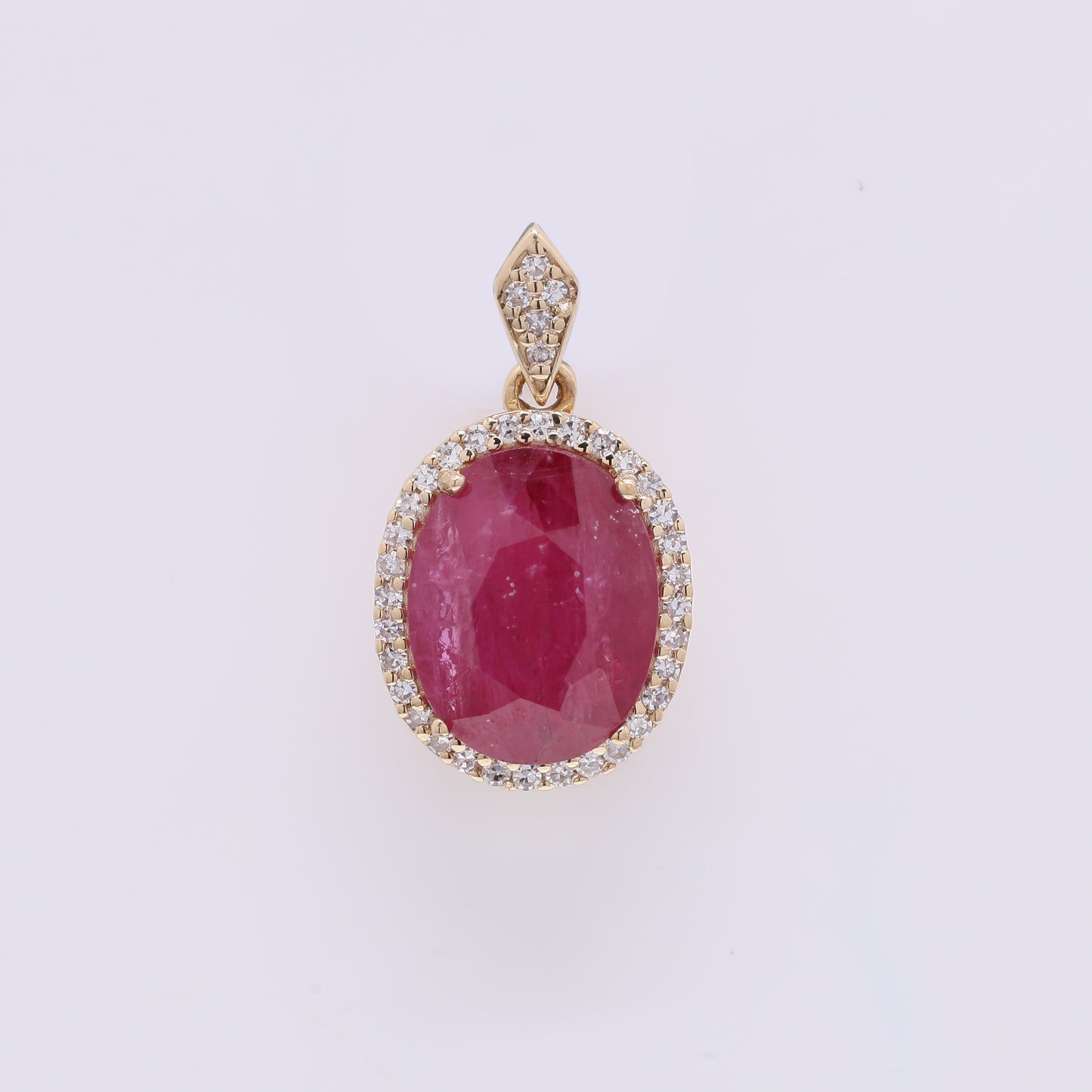 2.96 Ct Oval Mixed Cut Natural Ruby 14K Gold Pendant