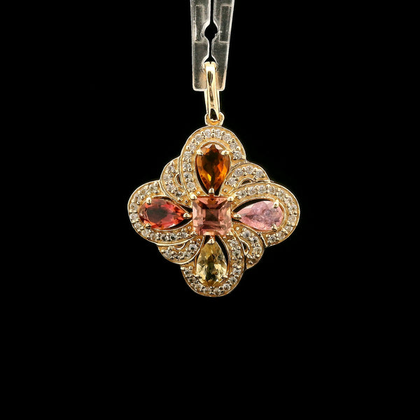 1.27 Ct Square Tourmaline 14K Gold Pendant