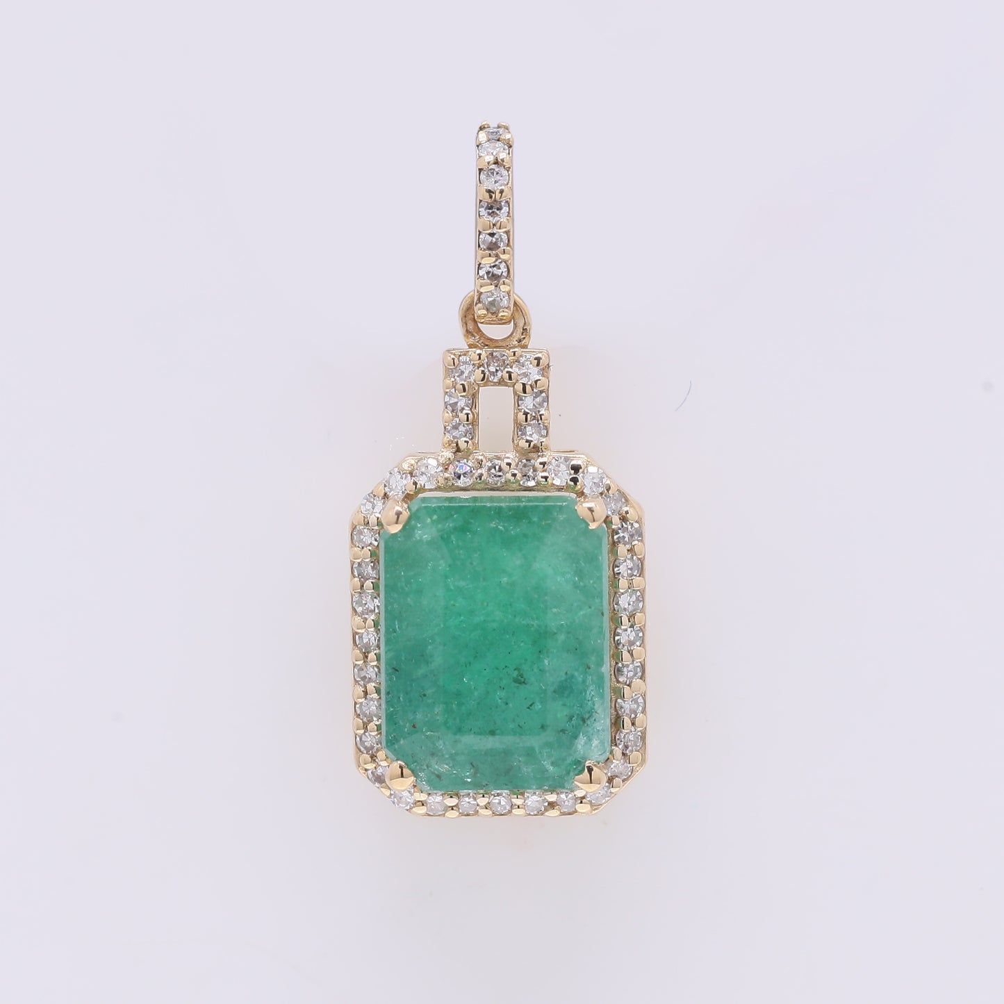 2.68 Ct Octagon Step Cut Natural Emerald 14K Gold Pendant