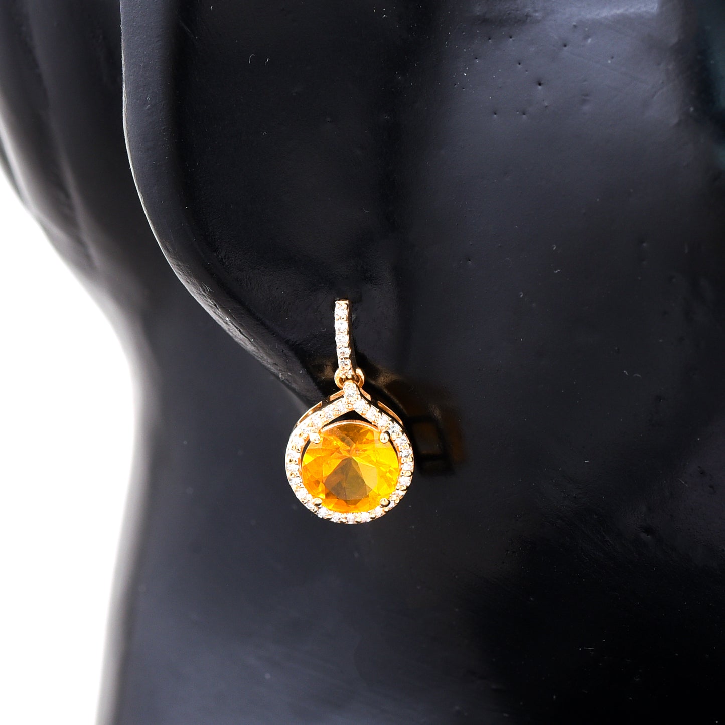 1.80 Ct Round Mixed Cut Natural Fire Opal 14K Gold Earrings