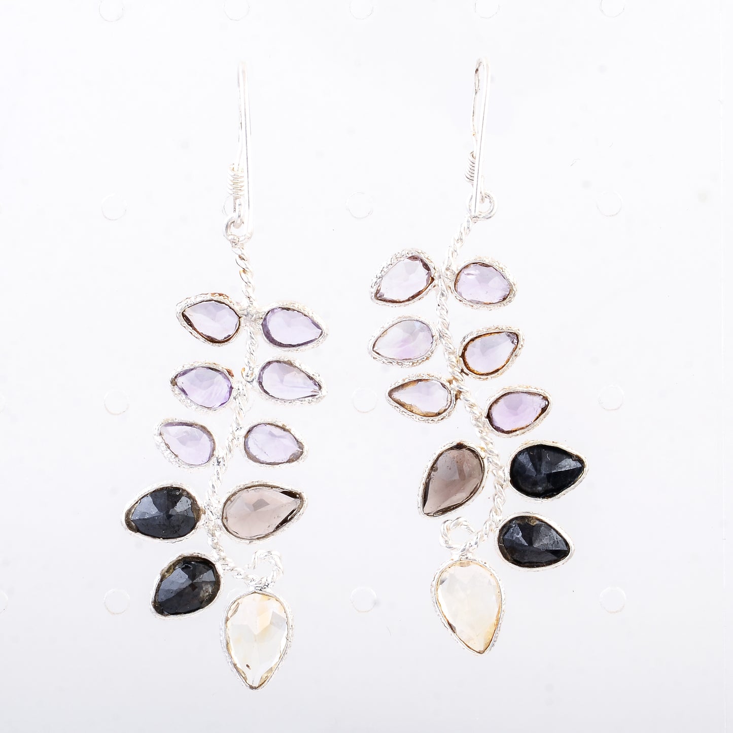 13.80 Ct Citrine, Smoky Quartz 925 Sterling Silver Earrings