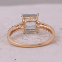 1.92 Ct Square Mixed Cut Natural Aquamarine 14K Gold Ring