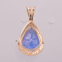 4.97 Ct Pear Mixed Cut Natural Tanzanite 14K Gold Pendant