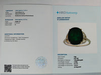 5.59 Ct Oval Mixed Cut Natural Emerald 14K Gold Ring