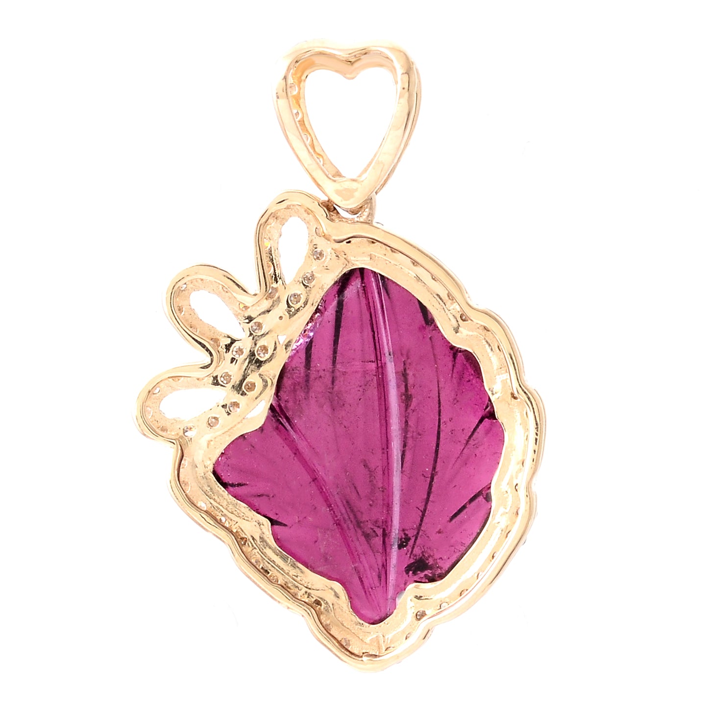 4.76 Ct Fancy Carving Natural Tourmaline 14K Gold Pendant