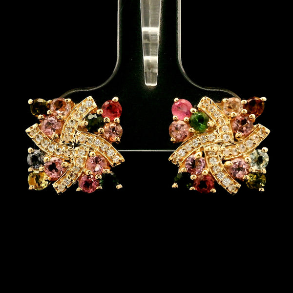 1.67 Ct Round Tourmaline 14K Gold Earrings