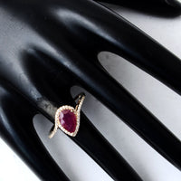 1.65 Ct Pear Mixed Cut Natural Corundum Ruby 14K Gold Ring