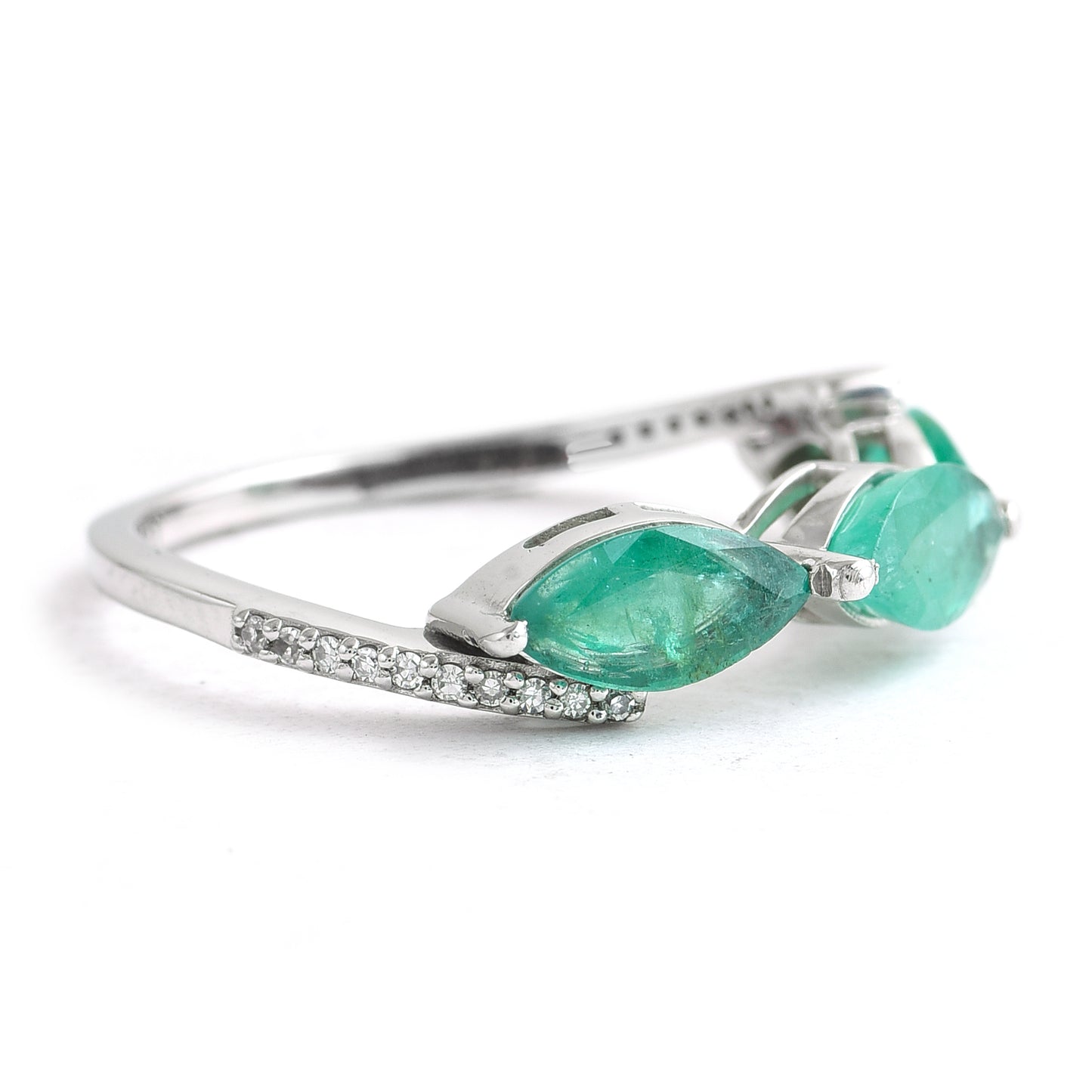 3.15 Ct Marquise Mixed Cut Natural Emerald 950 Platinum Ring