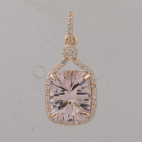 3.16 Ct Cushion Morganite 9K Gold Pendant