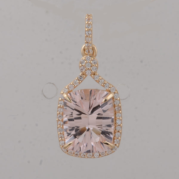 3.16 Ct Cushion Morganite 9K Gold Pendant