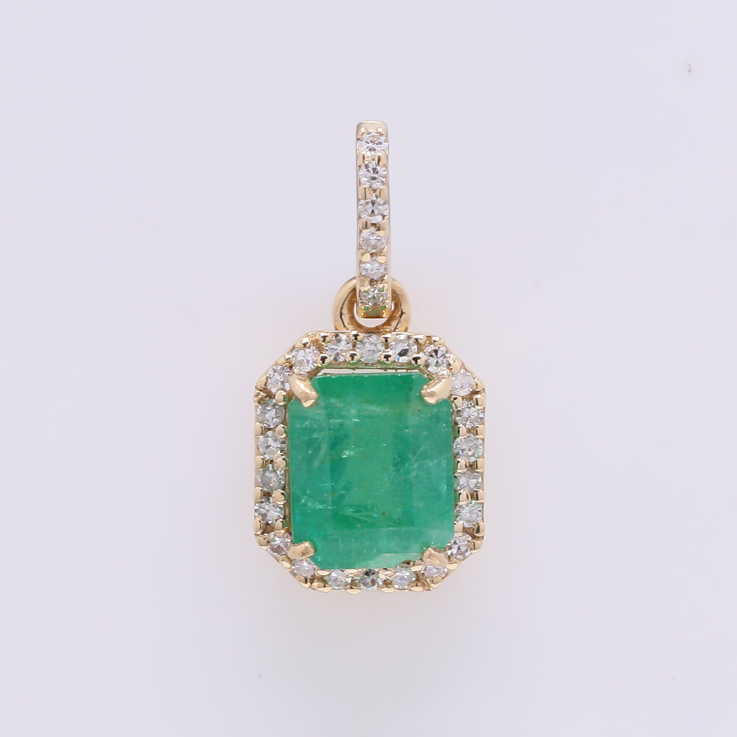 1.09 Ct Octagon Emerald 14K Gold Pendant