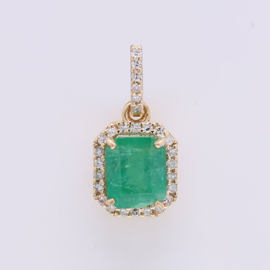 1.09 Ct Octagon Emerald 14K Gold Pendant