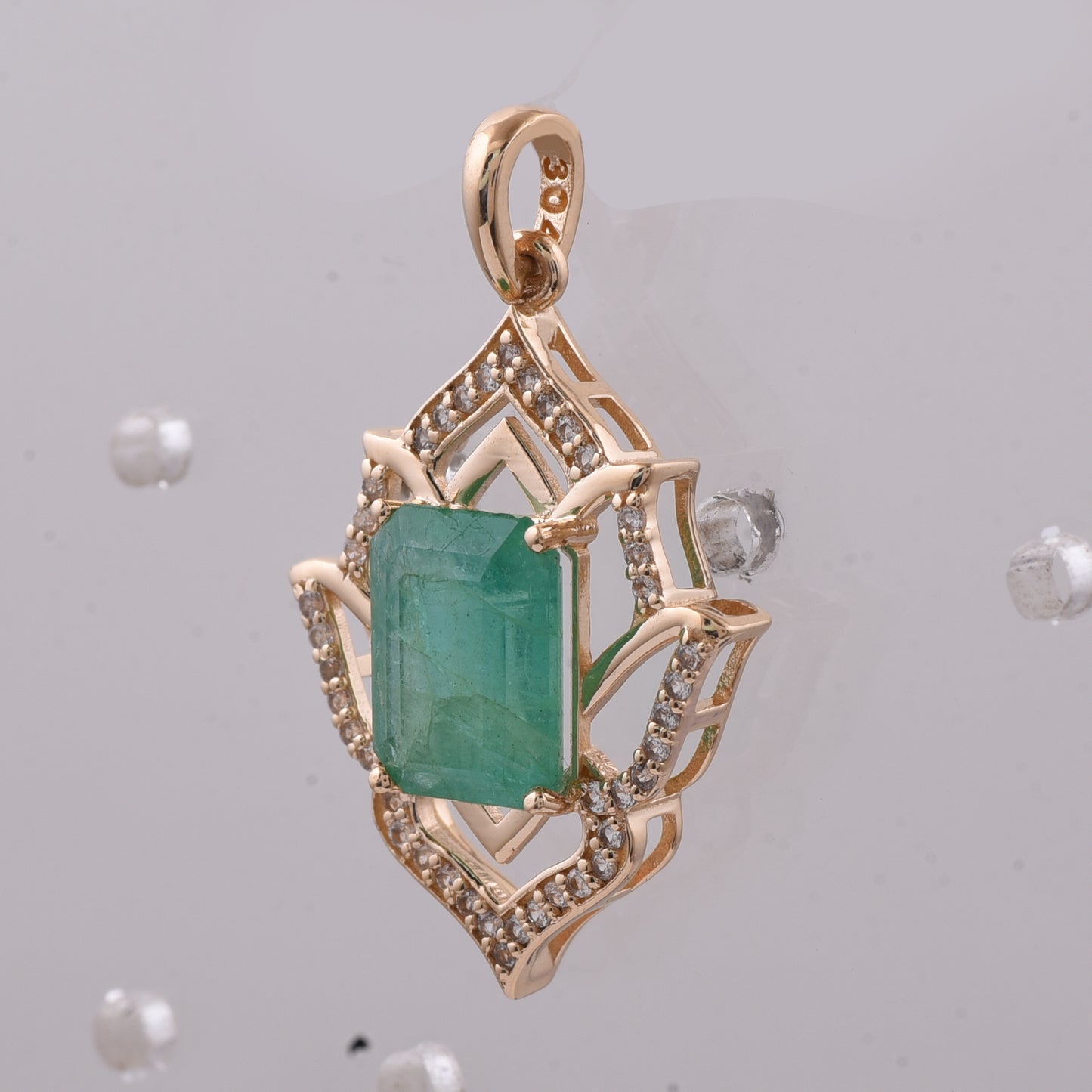 2.19 Ct Octagon Step Cut Natural Emerald 14K Gold Pendant