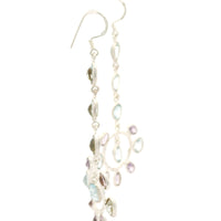 18.65 Ct Blue Topaz, Amethyst 925 Sterling Silver Earrings