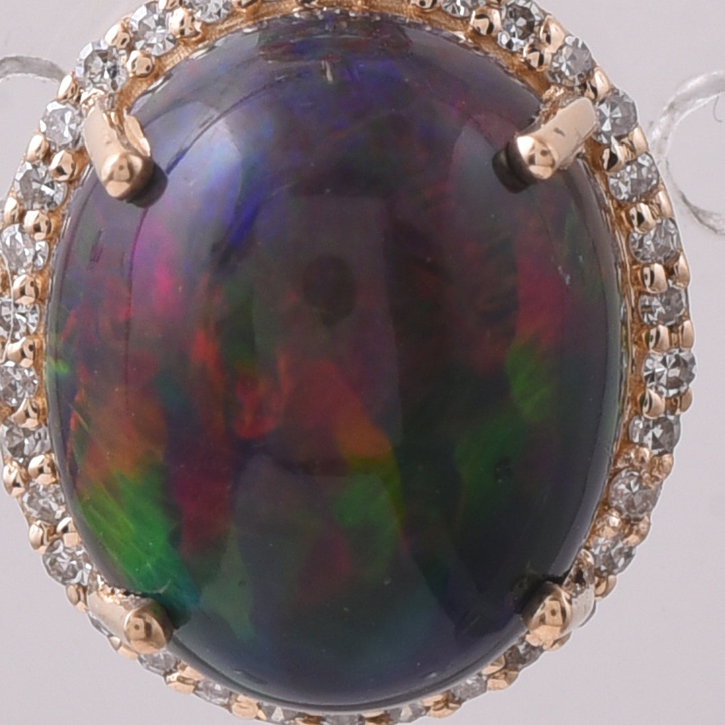 3.14 Ct Oval Cabochon Cut Natural Black Opal 14K Gold Pendant