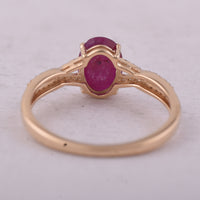 1.18 Ct Oval Mixed Cut Natural Ruby 14K Gold Ring