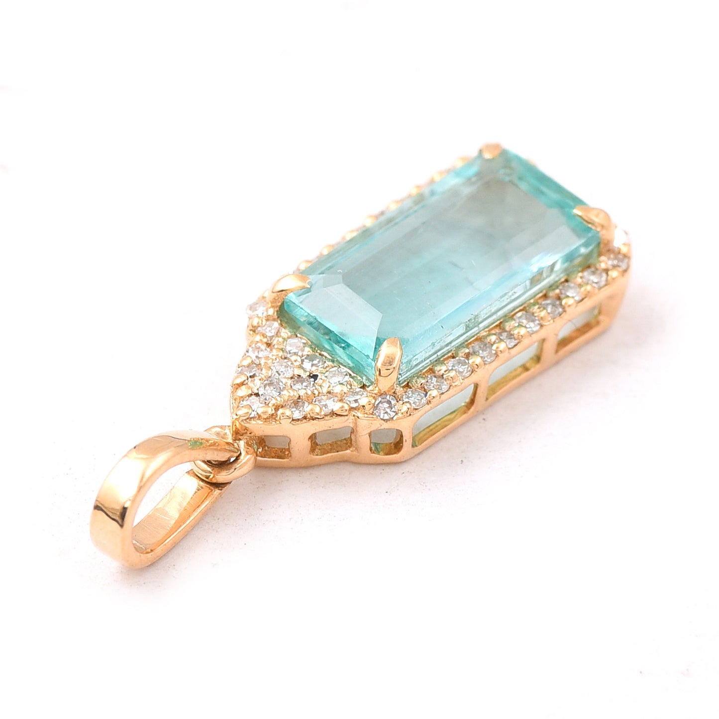 1.96 Ct Octagon Step Cut Natural Emerald 14K Gold Pendant