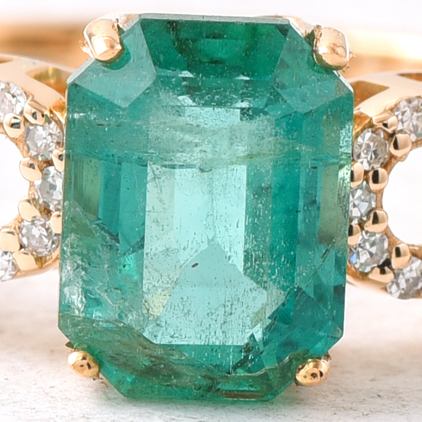 1.56 Ct Octagon Step Cut Natural Emerald 14K Gold Ring