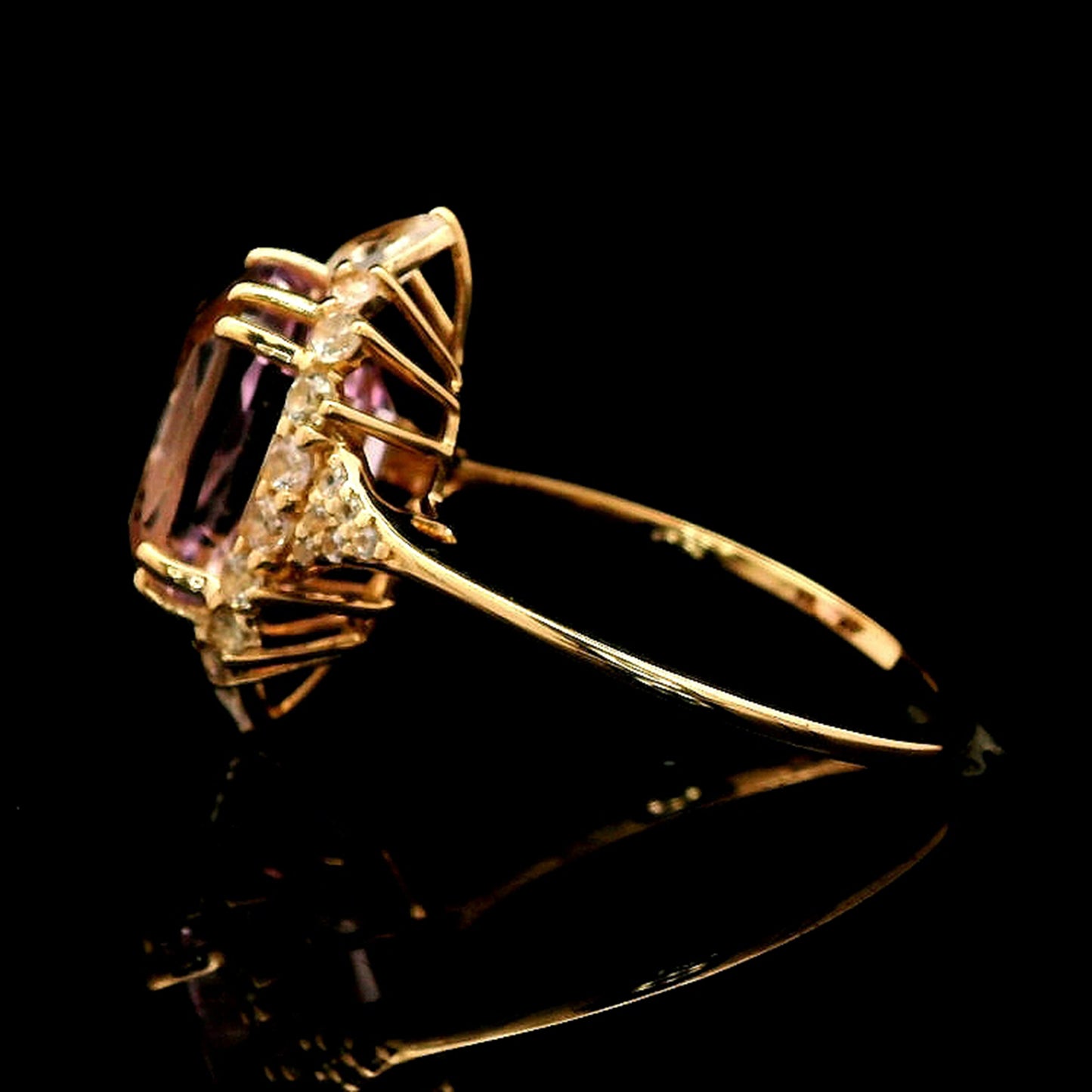 6.08 Ct Cushion Kunzite 14K Gold Ring