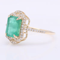 2.23 Ct Octagon Step Cut Natural Emerald 14K Gold Ring