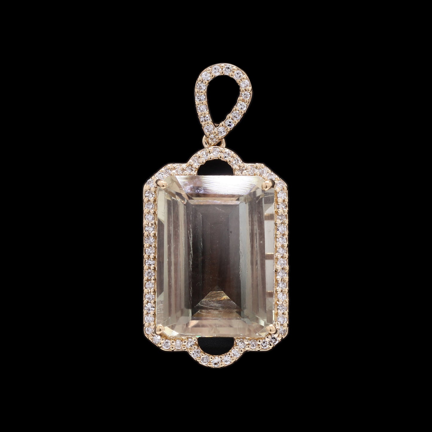 8.01 Ct Octagon Step Cut Natural Sunstone 14K Gold Pendant