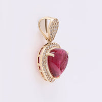 2.69 Ct Pear Cabochon Natural Tourmaline 14K Gold Pendant