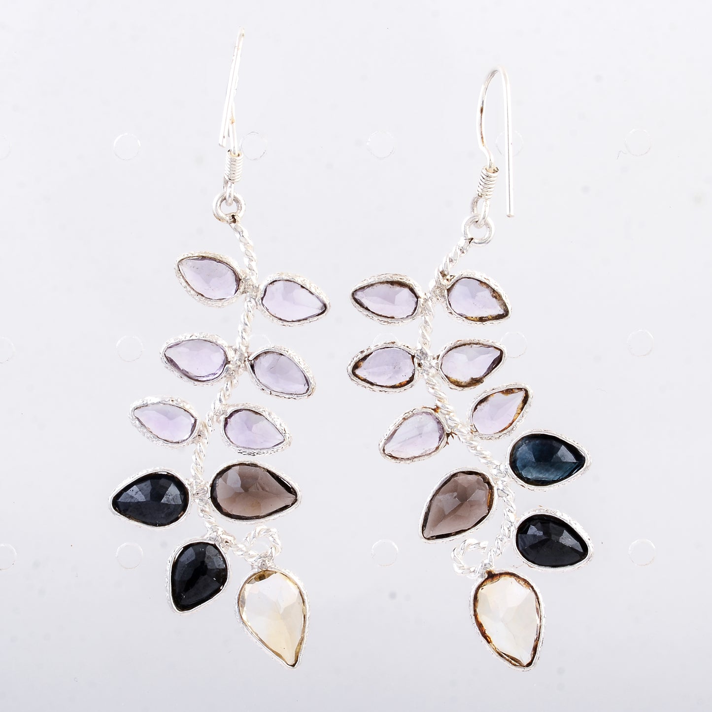 10.18 Ct Citrine, Sapphire 925 Sterling Silver Earrings
