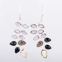 10.18 Ct Citrine, Sapphire 925 Sterling Silver Earrings