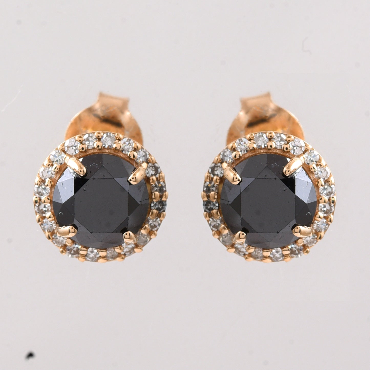 1.70 Ct Round Black Diamond 14K Gold Earrings
