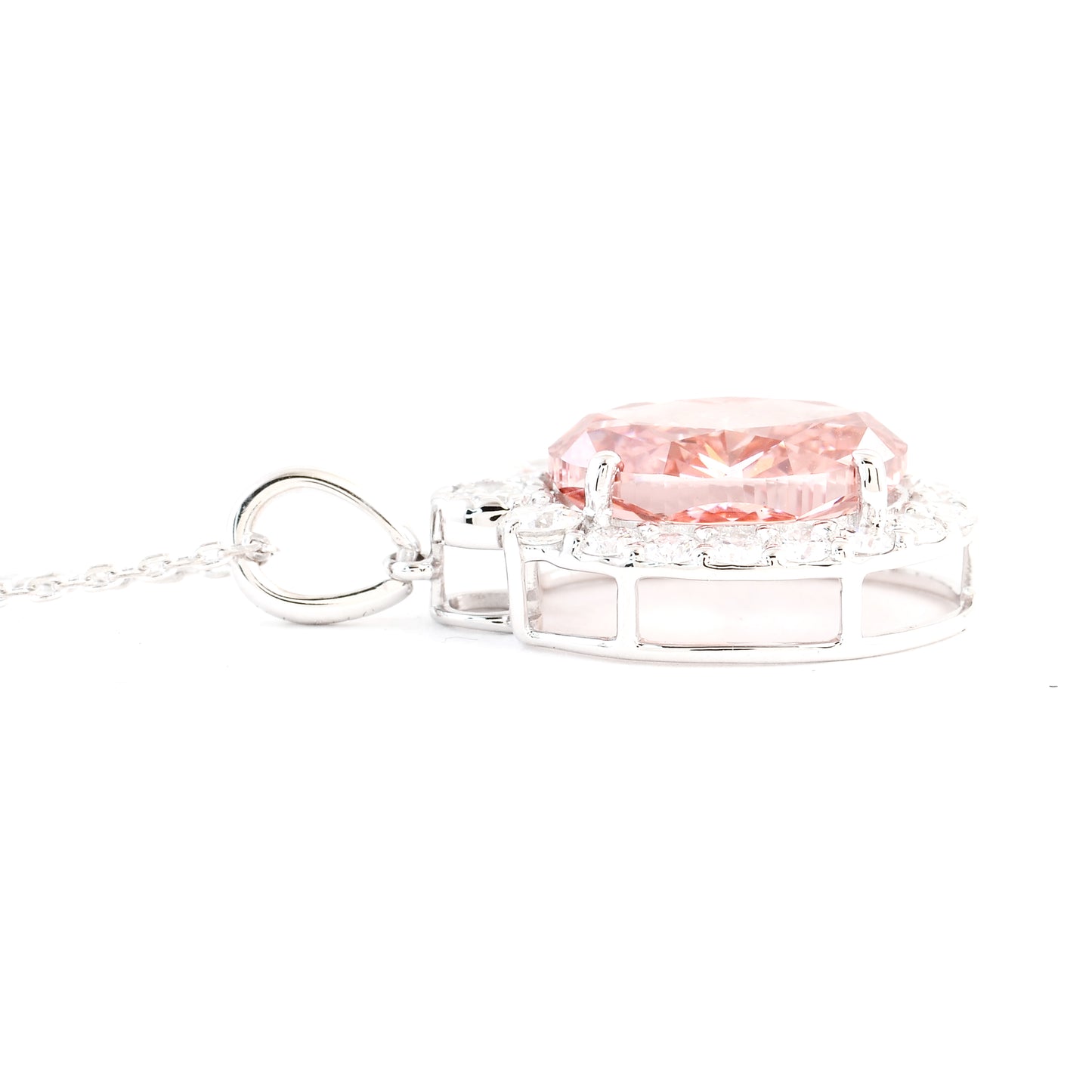 3.54 Carats Pink Lab Grown Diamond 14K Gold Pendant