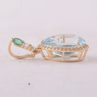 3.35 Ct Pear Aquamarine 9K Gold Pendant
