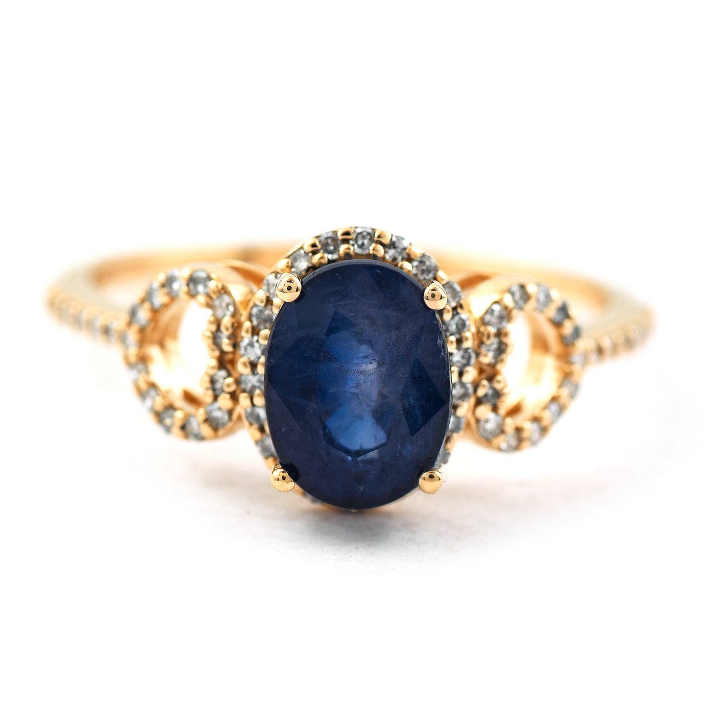 2.25 Ct Oval Mixed Cut Natural Sapphire 14K Gold Ring